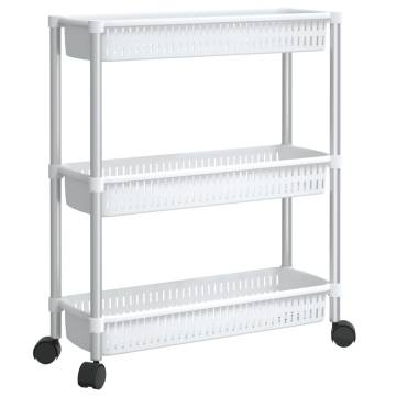 3-Tier Storage Trolley - Silver & White Aluminium