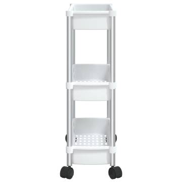 3-Tier Storage Trolley - Silver & White Aluminium