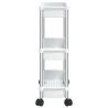 3-Tier Storage Trolley - Silver & White Aluminium