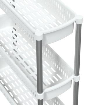 3-Tier Storage Trolley - Silver & White Aluminium