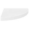 High Gloss White Floating Corner Shelf - 35x35x3.8 cm