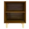 Scandinavian Bed Cabinet with Solid Wood Legs - Brown Oak