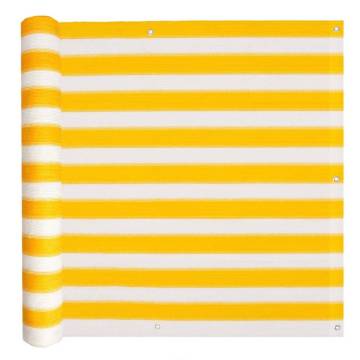 Balcony Screen HDPE 75x600 cm - Yellow & White Privacy Shade