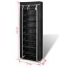 Fabric Shoe Cabinet with Cover - 8-Tier, Black, 162 x 57 x 29 cm