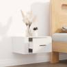 Elegant Wall-Mounted Bedside Cabinet in High Gloss White