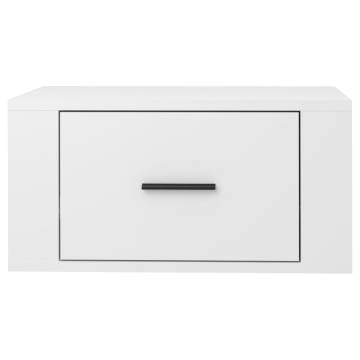 Elegant Wall-Mounted Bedside Cabinet in High Gloss White