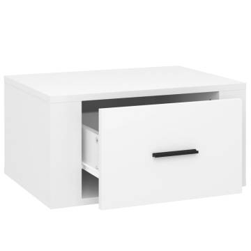 Elegant Wall-Mounted Bedside Cabinet in High Gloss White