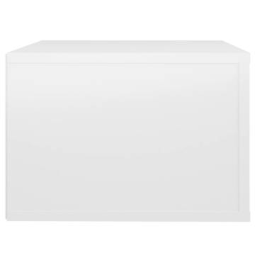 Elegant Wall-Mounted Bedside Cabinet in High Gloss White