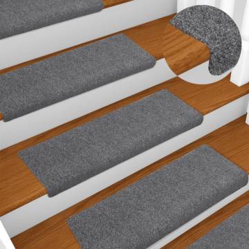 Light Grey Stair Mats - 10 pcs | Non-Slip & Washable | Hipomarket