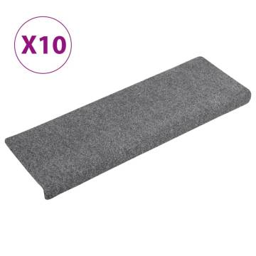 Light Grey Stair Mats - 10 pcs | Non-Slip & Washable | Hipomarket