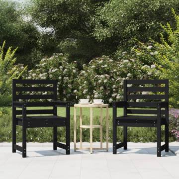 Garden Chairs 2 pcs Black - Solid Wood Pine | HipoMarket UK