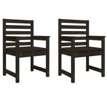 Garden Chairs 2 pcs Black - Solid Wood Pine | HipoMarket UK