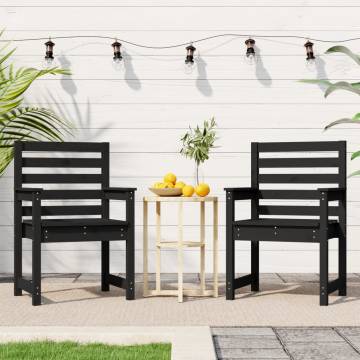 Garden Chairs 2 pcs Black - Solid Wood Pine | HipoMarket UK