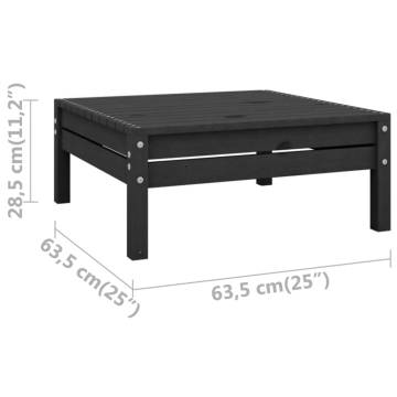 Black Solid Pinewood Garden Footstool | Relax Outdoors