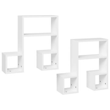 Stylish Music Note Wall Shelf - 2 pcs White | Hipomarket