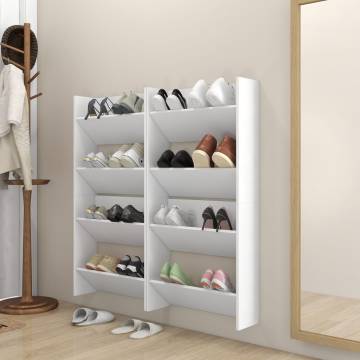 Stylish White Wall Shoe Cabinets - 4 pcs - 60x18x60 cm