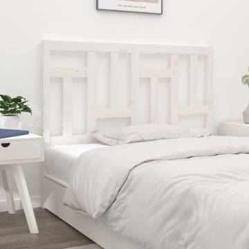 Stylish White Bed Headboard - Solid Pine 145.5x4x100 cm