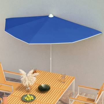 Garden Half Parasol with Pole 180x90 cm - Azure Blue