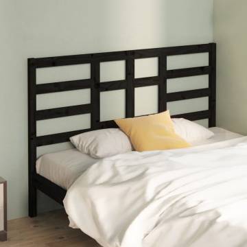 Black Solid Wood Pine Bed Headboard - 146x4x104 cm