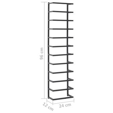 Stylish Black Towel Rack - Durable Steel | 24x12x96 cm