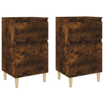 Elegant 2 pcs Smoked Oak Bedside Cabinets - Stylish Storage