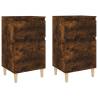 Elegant 2 pcs Smoked Oak Bedside Cabinets - Stylish Storage