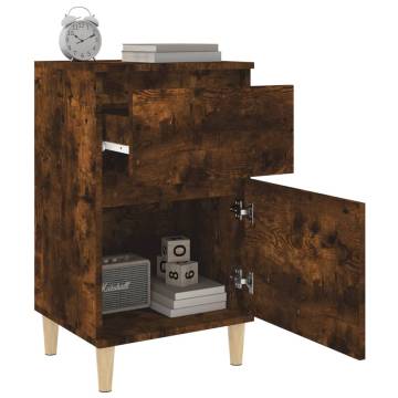 Elegant 2 pcs Smoked Oak Bedside Cabinets - Stylish Storage