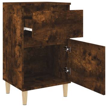 Elegant 2 pcs Smoked Oak Bedside Cabinets - Stylish Storage