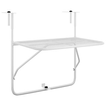 Stylish White Balcony Table 60x40 cm - Space Saving Design