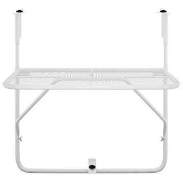 Stylish White Balcony Table 60x40 cm - Space Saving Design