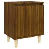 Scandinavian Bed Cabinet with Solid Wood Legs - Brown Oak