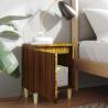 Scandinavian Bed Cabinet with Solid Wood Legs - Brown Oak