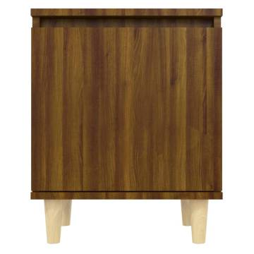 Scandinavian Bed Cabinet with Solid Wood Legs - Brown Oak