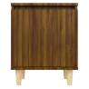 Scandinavian Bed Cabinet with Solid Wood Legs - Brown Oak