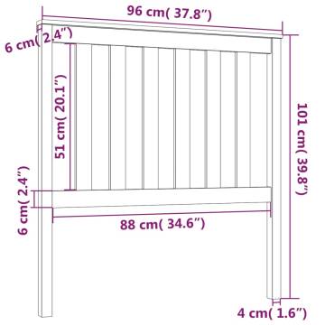 Stylish Black Pine Bed Headboard - 96x6x101 cm