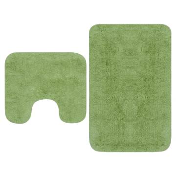 Luxurious Green Bathroom Mat Set - 2 Pieces Fabric