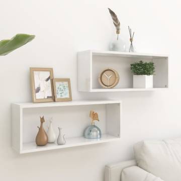 Wall Cube Shelf Set - High Gloss White Storage Solution