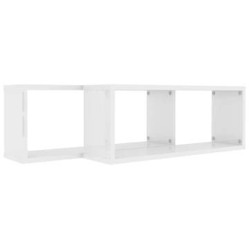 Wall Cube Shelf Set - High Gloss White Storage Solution