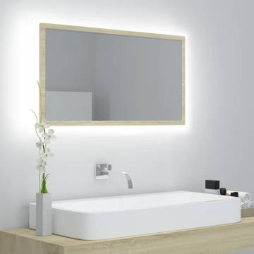 LED Bathroom Mirror Sonoma Oak 80x8.5x37 cm - Modern Style