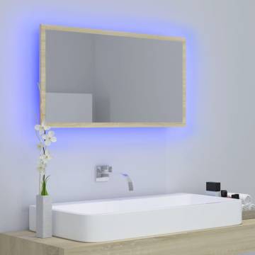 LED Bathroom Mirror Sonoma Oak 80x8.5x37 cm - Modern Style