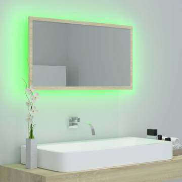 LED Bathroom Mirror Sonoma Oak 80x8.5x37 cm - Modern Style