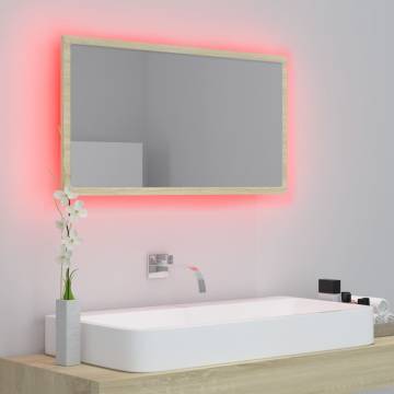 LED Bathroom Mirror Sonoma Oak 80x8.5x37 cm - Modern Style