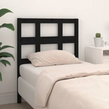 Black Solid Wood Bed Headboard | 95.5x4x100 cm | Rustic Charm