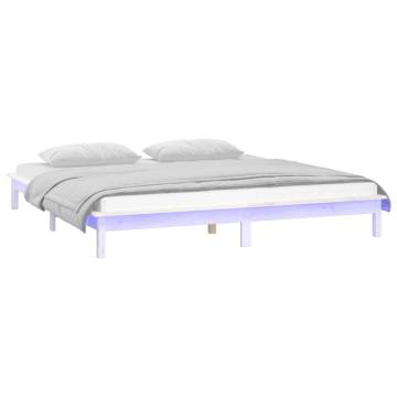 LED Bed Frame White 180x200 cm Super King Size - Hipomarket