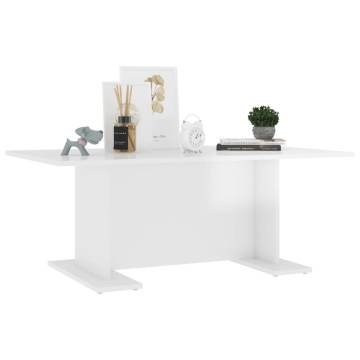 Modern High Gloss White Coffee Table - 103.5x60x40 cm