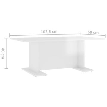 Modern High Gloss White Coffee Table - 103.5x60x40 cm