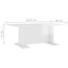 Modern High Gloss White Coffee Table - 103.5x60x40 cm