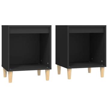 Elegant Black Bedside Cabinets - Set of 2, 40x35x50 cm