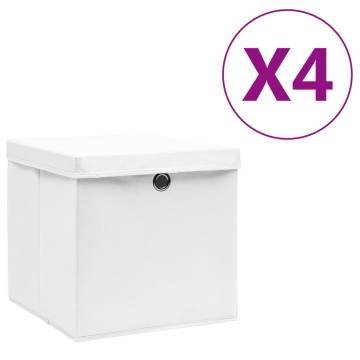 Stylish Storage Boxes with Covers - 4 pcs White 28x28x28 cm