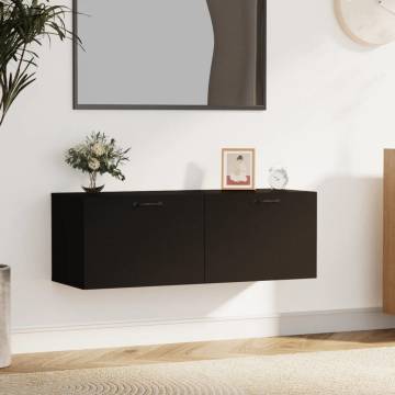 Stylish Black Wall Cabinet - 100x36.5x35 cm Engineered Wood